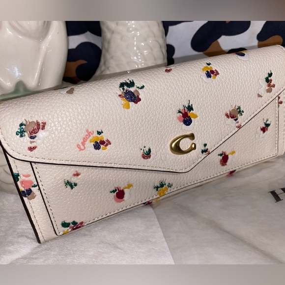 COACH WYN SOFT PEBBLE LEATHER WALLET WITH PAINT DAB FLORAL PRINT - Picture 6 of 12